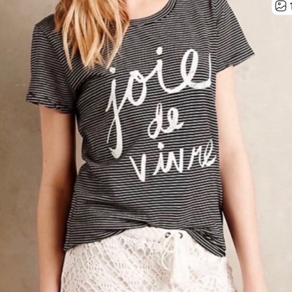 Anthropologie Sol Angeles Black and White Striped Tee